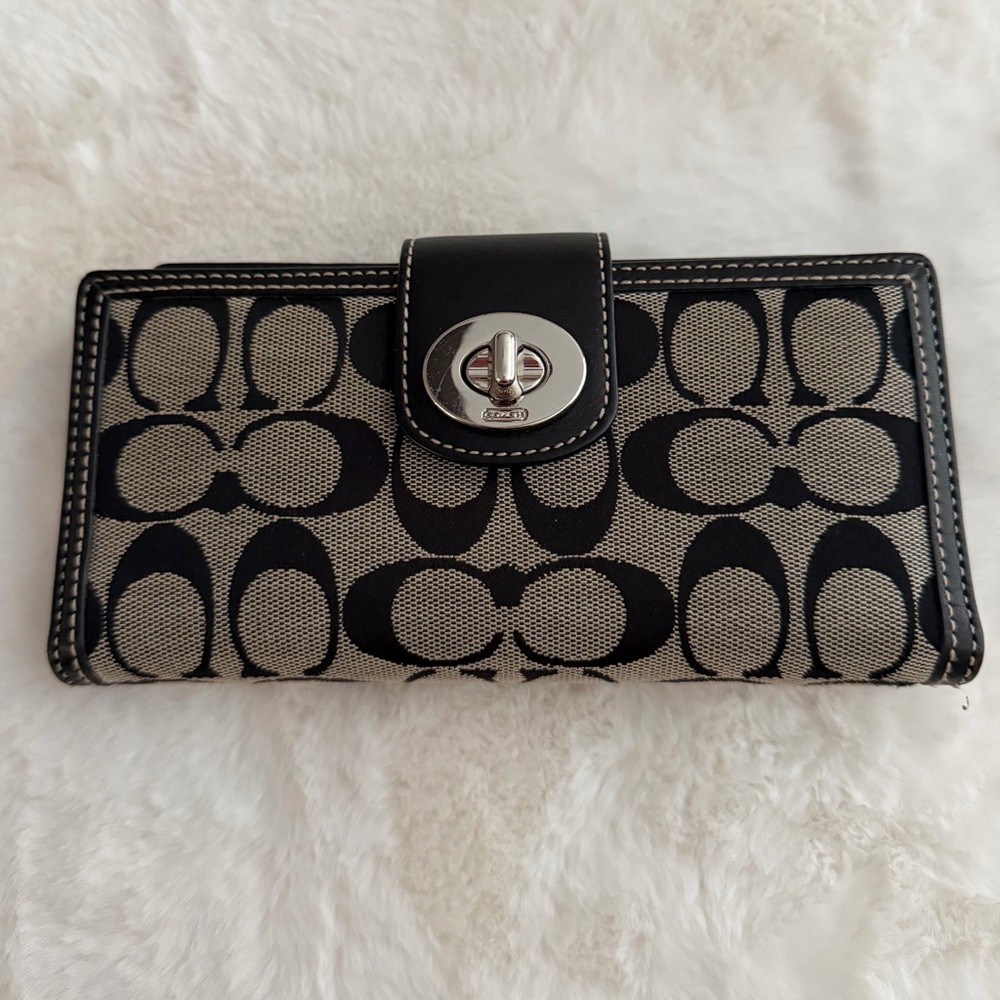 Coach C Monogram Trifold Wallet w/Checkbook Cover